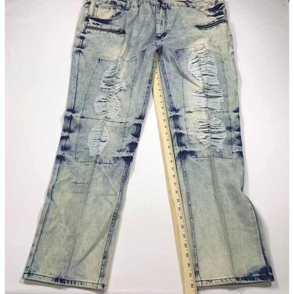 Trestles Supply Co Jeans Mens 46 Acid Wash Denim Distressed Straight Leg Moto - Picture 3 of 12